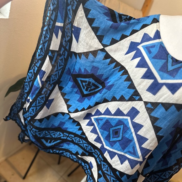 Chicos Aztec native indian poncho tunic 100% linen - Picture 2 of 6